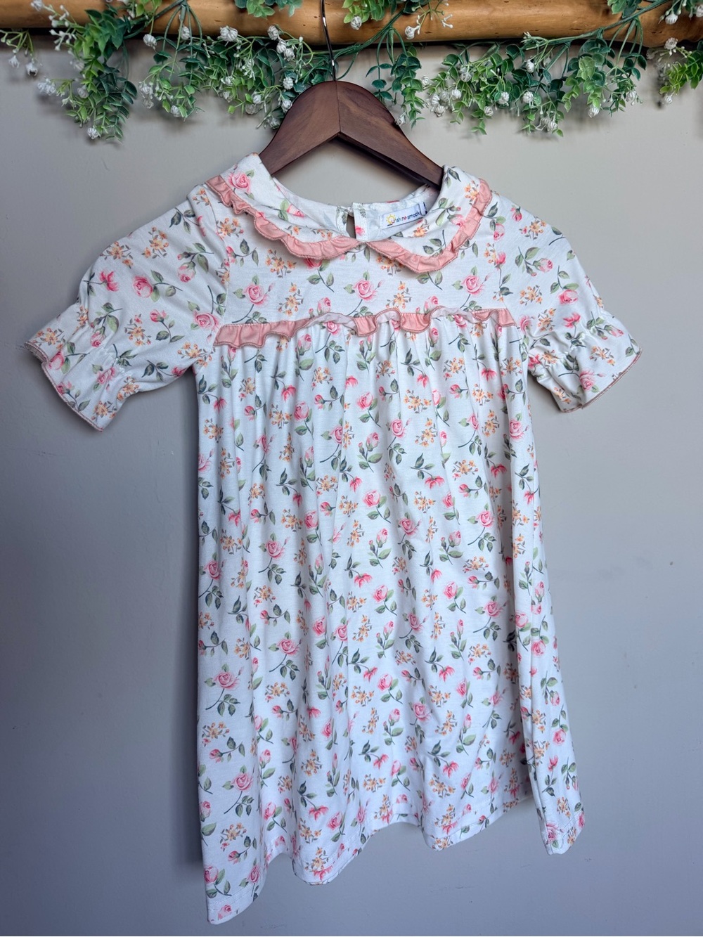 Sunshine Smocks Floral Swing Dress Ruffle Collar | Size 6